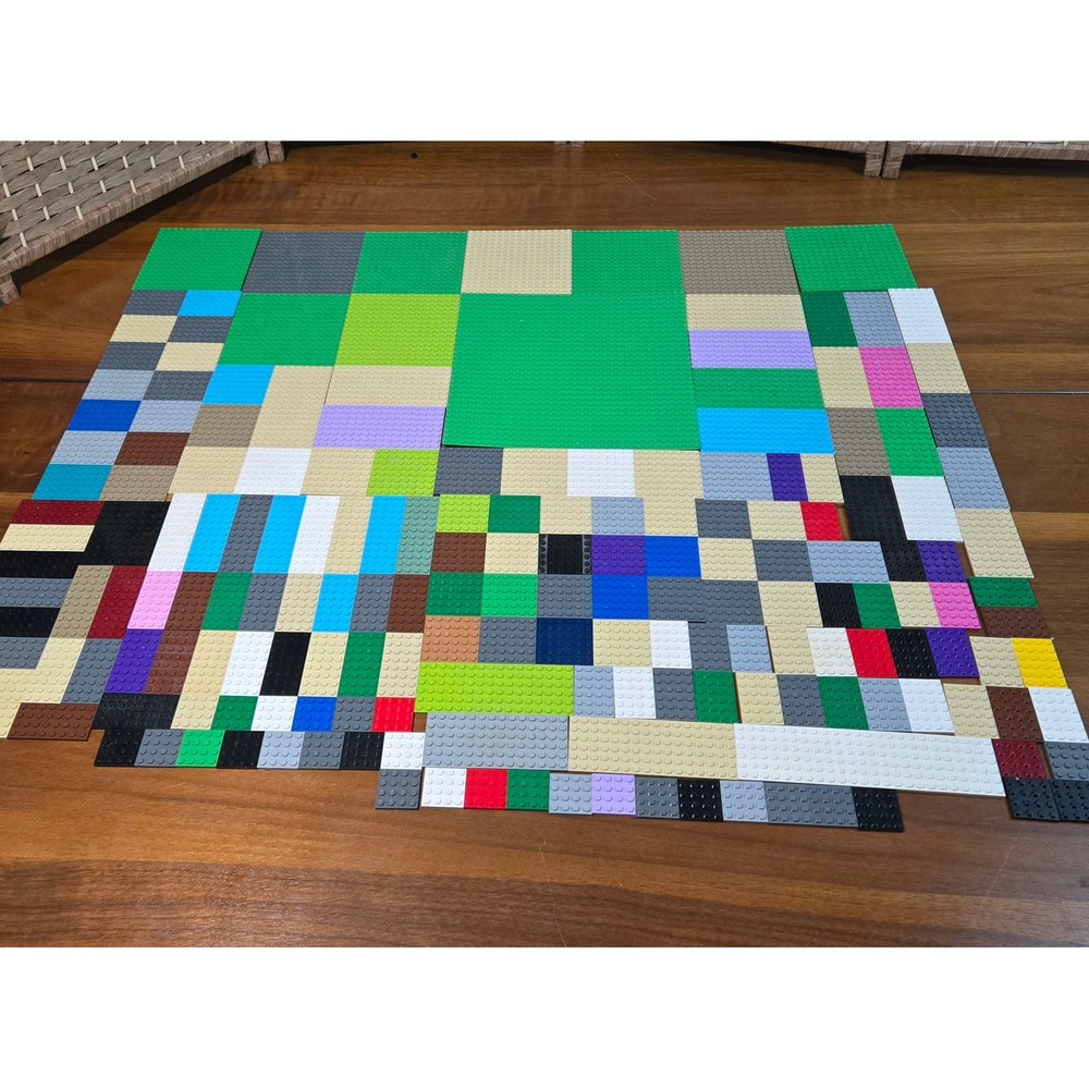Lego Baseplate & Plate Bulk Lot Mixed Colors Sizes Green Tan Blue Gray Black